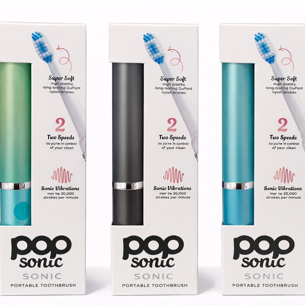 Pop Dental Portable Go Sonic Toothbrush - 3 Piece Lot - New Sealed In Box